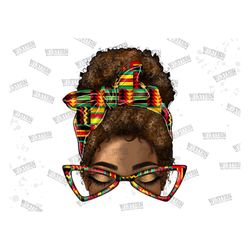 Black Woman Juneteenth Messy Bun PNG, Black History Month Png, Black Women PNG, Pretty Afro Woman, African American Girl