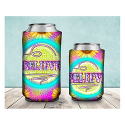 Western Believe Can Cooler PNG Sublimation Design,Believe Can Holder, Western Believe  12oz. Can Cooler Template, Can Co