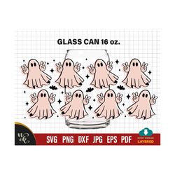 Cute ghosts svg wrap for Libbey glass can 16oz File for Cricut Silhouette cameo.