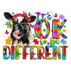 it's Ok To Be Different Png, Autism Awareness Png, Autism Puzzle Cow, Autism Png, Autism Cow Png, Puzzle Png,Autism Acce