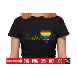 Gay Pride Svg, Heartbeat svg, Love Is Love Svg, Pride Rainbow Svg, LGBTQ Svg, Lesbian pride Shirt Png, Svg Files For Cri