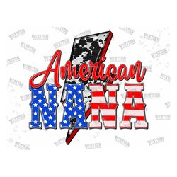 American nana png sublimation design download, USA flag thunderbolt png, 4th of July png, USA flag png, Cowhide, sublima