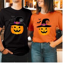 tshirt (1942) halloween witch pumpkin hat t shirt fall autumn cute thanksgiving patch spice hello pumpkin coffee gift te