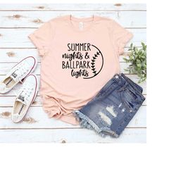 Summer Nights Ballpark Lights, Summer Shirt, Baseball Vibes Shirt, Baseball Game Day Shirt,Baseball Graphic Tee,Softball