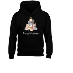 HOODIE (5108) MERRY CHRISTMAS Tree Cats Hoodies Funny Cute Gift For Men Women Family Holiday Meowy Catmas Cat Lovers Xma