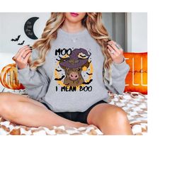 Moo I Mean Boo, Halloween Cow Sweatshirt, Cowgirl Sweater, Halloween Animal Sweatshirt, Cute kids Shirt, Halloween Shirt