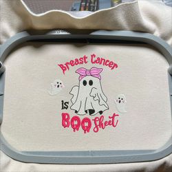Breast Cancer Is Boo Sheet Embroidery Design, Breast Cancer Awareness Embroidery Machine Design, Spooky Halloween Embroidery File