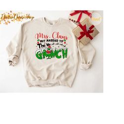 Funny Christmas Comfort Color Tshirt, Mrs Claus But Married To The Green Monsters Shirt, Mrs And Mr Claus Merry Xmas Swe