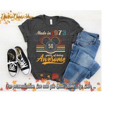 Personalized Made In 1973 50 Years Of being Awesome Vintage Shirt, 2023 Mickey Mouse 50 Years Old Shirt, Gift For Mickey