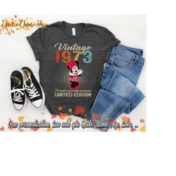 Custom 1973 50 Years Of Being Awesome Limited Edition Minnie Mouse 50 Years Old Vintage T-Shirt, Personalized Gift For M