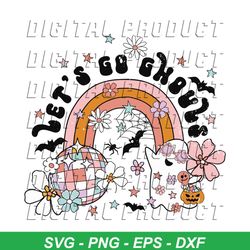 Lets Go Ghouls Cute Floral Ghost SVG Graphic Design File