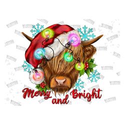 Merry And Bright Christmas Highland Cow Png,Merry And Bright Png, Christmas Highland Cow Png, Christmas Highland Cow Png