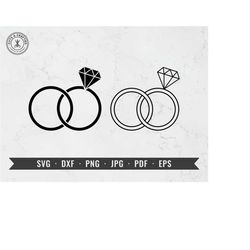 wedding rings svg, wedding band outline svg, diamond rings svg, couple rings svg, dxf, png, eps, cricut, silhouette, vec