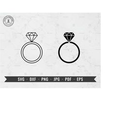 Wedding Ring svg, Diamond Ring Outline, Engagement Ring, svg, dxf, png, eps, Cricut, Silhouette, Vector, ClipArt, Instan