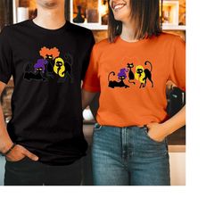 T-SHIRT (1767) Black Cat Hocus Pocus Sanderson Sister Witch Horror Spooky Pumpkin Halloween Scary Ghost Cats Kitty Kitte
