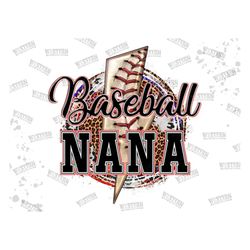 Baseball Nana Lightning Design Png, Digital Download PNG,Sports Sublimation,Love Sports, Sport Sublimation, Sport Png,Di