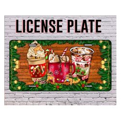 Christmas Coffee Cups License Plate Png, Christmas Coffee Png, Christmas License Plate Png, Sublimation Design, Digital
