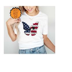 USA Butterfly Shirt, Gift For 4th Of July Shirt, Patriotic Butterfly Shirt, Patriotic Butterfly Shirt, Independence Day
