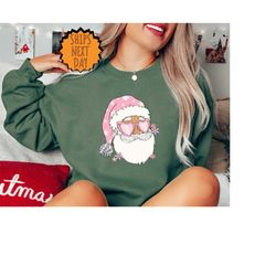 Retro Christmas Santa Sweatshirt, Retro Disco Santa Claus Sweater, Classic Christmas Santa, Vintage Santa Graphic Sweate