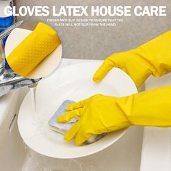 4 pair latex rubber dishwashing gloves