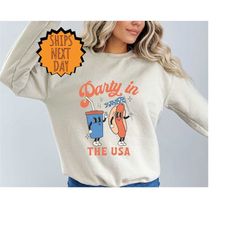 Party in The USA Sweatshirt, Gift for 4th of July Crew, 4th of July Party Sweater, The Land of the Free Sweater, Indepen