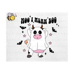 Moo I Mean Boo Png, Halloween Highland Cow Png, Funny Halloween Ghost, Farm Fall Png, Heifer Cowhide Longhorn, Halloween