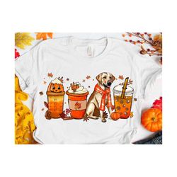 Personalization Autumn Labrador Dog Coffee Png, Thanksgiving Png, Pumpkin Latte Png, Dog Lover Gift, Pumpkin Season, Fal