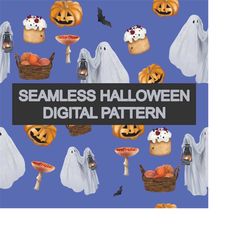 Halloween Ghost Seamless Pattern 300 Dpi Jpeg Printable File