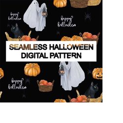 Halloween Ghost Seamless Pattern 300 Dpi Jpeg Printable File