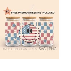 4th Of July Svg, 16 Oz Libbey Glass Svg, Independence Day, Beer Can Glass Svg, Checkered Svg, Freedom Svg, Svg For Cricu