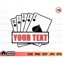 Royal Flush Spade SVG, Playing Card Name Frame Svg, Gambling, Royal Flush Split Monogram Svg, SVG Files for Cricut, Digi