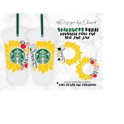 Teacher Sunflower Starbucks Cup SVG | Sunflower Starbucks Cup Svg | Half Sunflower Svg | school supply svg