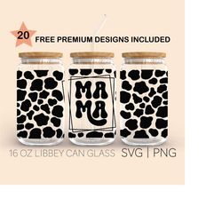 Mama Cow Svg, 16 Oz Glass Can Cut File, Mama Cow Print Svg, Mom Life Svg, Mothers Day, Svg Files For Cricut, Digital Dow