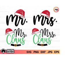 mr and mrs santa hat svg,  mr and mrs santa clause svg, santa clause hat svg, santa clause svg, santa claus hat svg, san