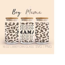 Leopard mama boy Libbey svg | Cheetah print mama boy Coffee glass can | Beer glass svg png cut file | Cricut Silhouette
