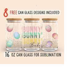 Bunny Baby  16 Oz Glass Can Sublimation Design, Free 8 Designs, Happy Easter, Bunny Baby Png, Easter Png, Sublimation Pn
