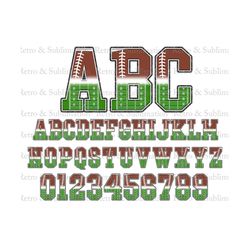 American Football Letters PNG Split, Alphabet PNG Football Doodle PNG Sublimation Font Sports Theme Clipart Alphabet Fon