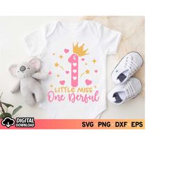 Little Miss One-Derful SVG, 1st Birthday Svg, First Birthday Svg, Birthday Girl Svg, 1 year Old Shirt Svg, One Birthday