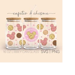 Cafecito y Chisme  16oz Glass Can Cutfile, Mexican Conchas Svg, Cafecito Svg, Svg Files for Cricut, Libbey Wrap Template