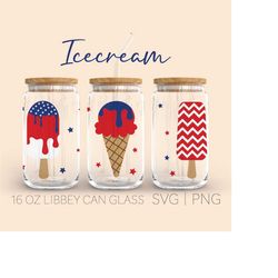 Popsicle American Flag Libbey Can Glass Svg, Patriotic 4th of July Popsicle SVG, American Ice-Cream Svg, Ice Cream Cone,