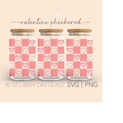 Mouse Checkered  16oz Glass Can Cut File, Valentines Svg, Love Svg, Checkered Svg, Svg Files For Cricut, Digital Downloa
