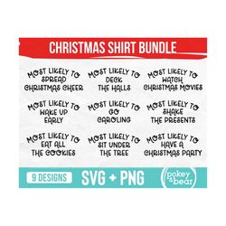 Most Likely To Christmas Svg Bundle, Christmas Png Bundle, Christmas Shirt Svg, Holiday Cut Files, Sublimation Designs,