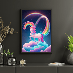 Unicorn Dreams Art Wall Decor, Digital Art, Posters, Living Room Art, Kids Room Art - DIGITAL DOWNLOAD