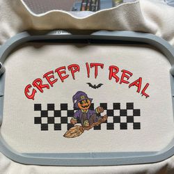 Creep It Real Embroidery, Halloween Embroidery Designs, Spooky Retro Embroidery, Retro Halloween, Instant Download