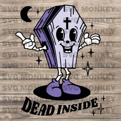 Skeleton Coffin Dead Inside SVG, Spooky Vibes SVG, Halloween SVG PNG DXF EPS Digital Download SVG SVG EPS DXF PNG