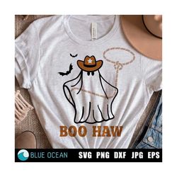 Boo Haw SVG, Western Ghost Svg, Cowboy Ghost Svg, Cowboy Hat Svg, Halloween Cowgirl