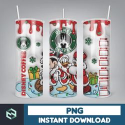 Mickey And Friend Star Coffee 3D Inflated Christmas Sublimation Tumbler Design PNG, 20 Oz Digital Tumbler Wrap PNG