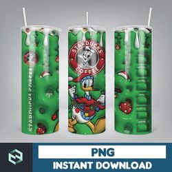 Mickey And Friend Star Coffee 3D Inflated Christmas Sublimation Tumbler Design PNG, 20 Oz Digital Tumbler Wrap PNG