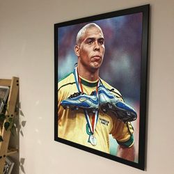 Ronaldo Nazario Poster, Soccer Poster, Sports Poster, NoFramed, Gift