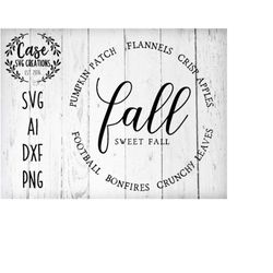 Fall Sweet Fall SVG Cutting File, Ai, Dxf and Printable PNG Files | Cricut and Silhouette | Football | Pumpkins | Flanne